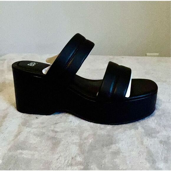 NEW Platform Wedge Black BP Heel Sandals Womens 9.5 - Picture 4 of 6